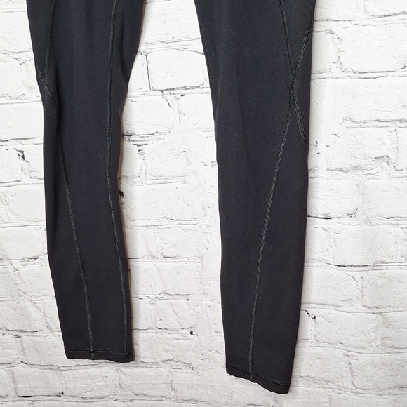 Phisockat Black Ankle Length Legging Wide Waistband Thigh Pockets Sz S - Picture 6 of 7